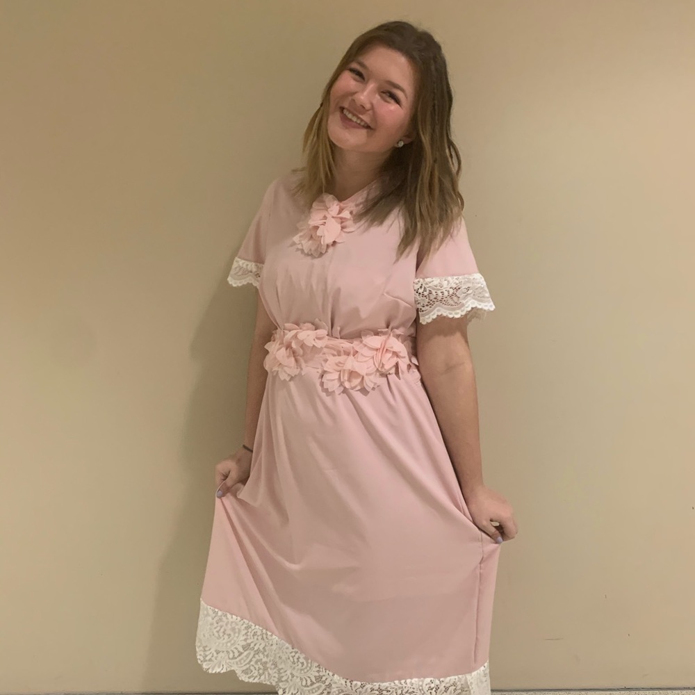 Pink slip dress